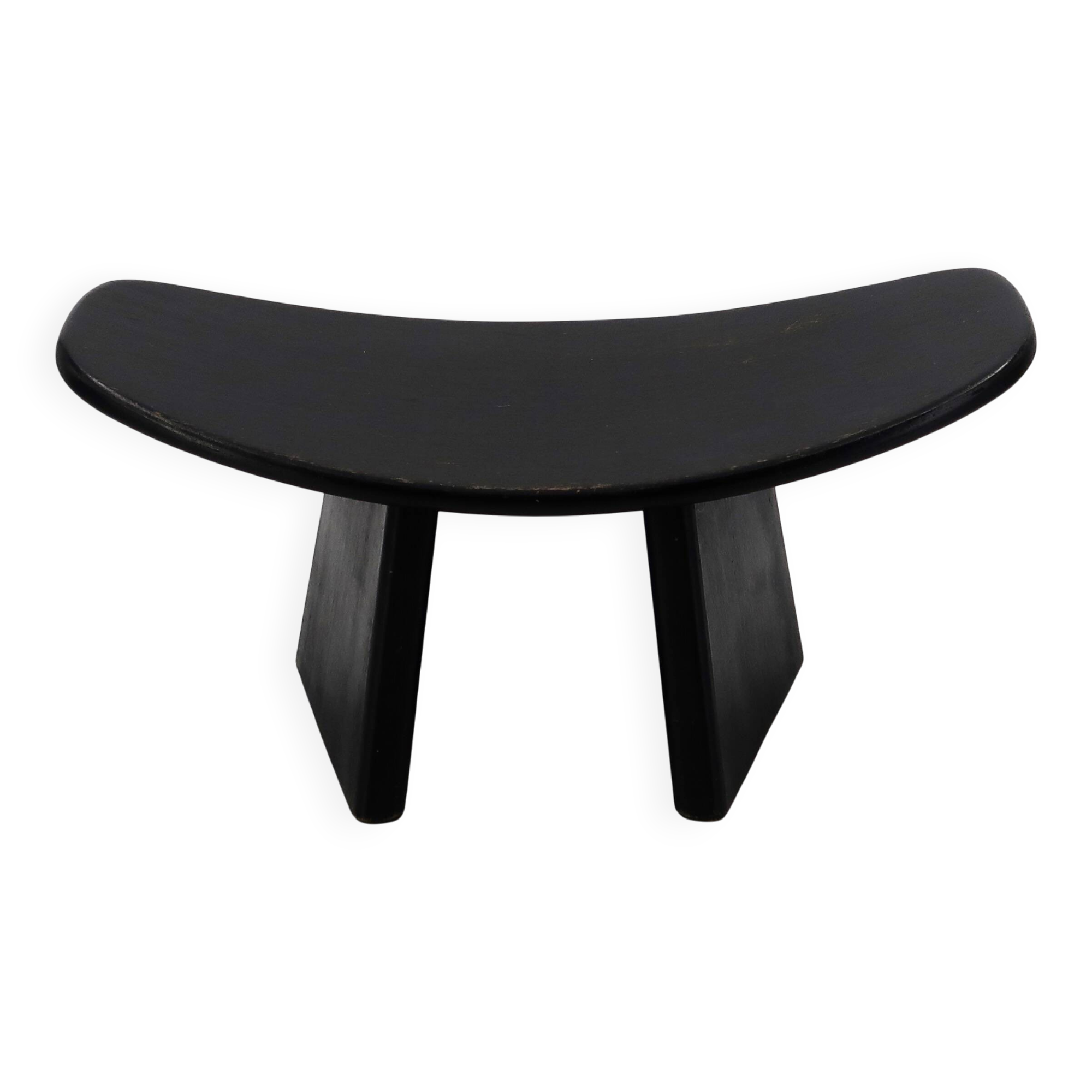 Black wooden Shoggi meditation stool by Alain Gaubert, 1980s vintage