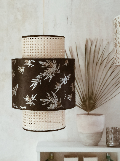 Lampshade in cannage