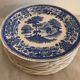 10 assiettes à dessert anciennes faïence bleue Burgenland Villeroy et Boch 1950