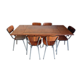 Table avec rallonges et 6 chaises vintage années 50 en formica