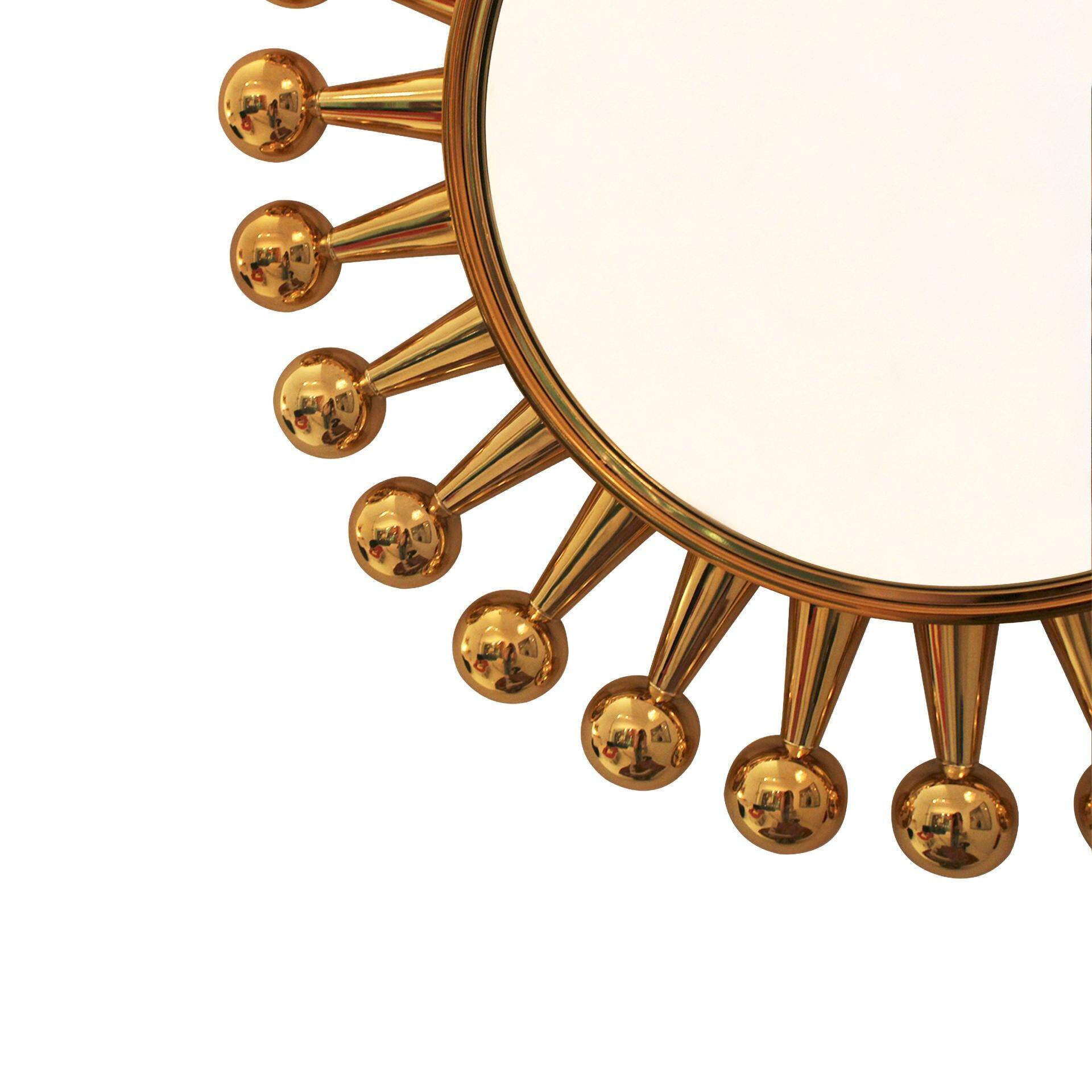 Jack Wall Round Mirror by Jonathan Adler, Polished Brass, 60cm Starburst