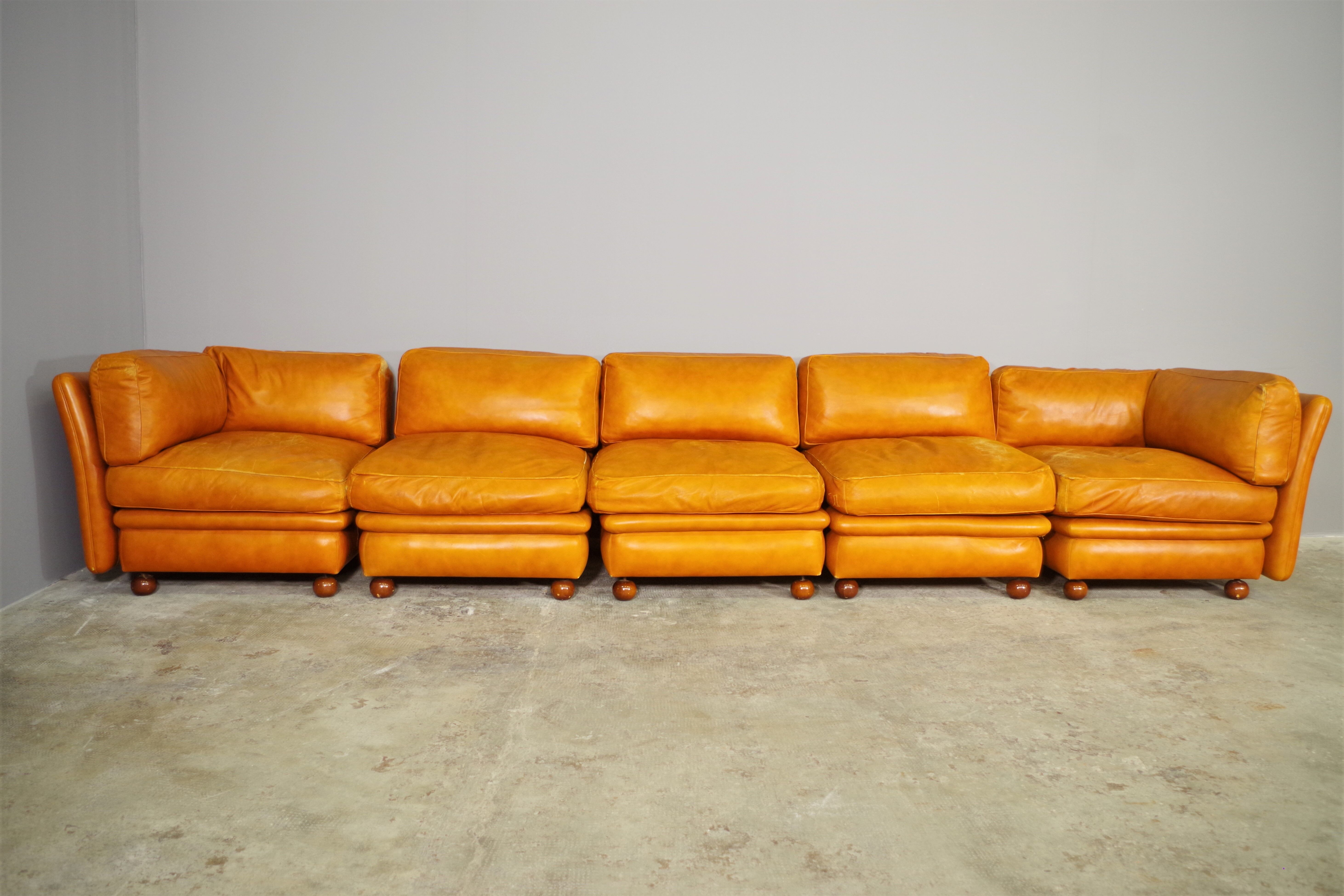 Frau sectional leather sofa from the 70s