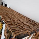 Woven wicker coat rack