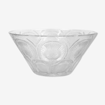 Coupe Lalique Cristal taillé decoration Chardons Pièce Maîtresse-Circa 1960s