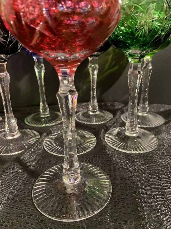 Saint Louis Baccarat colored crystal wine glasses