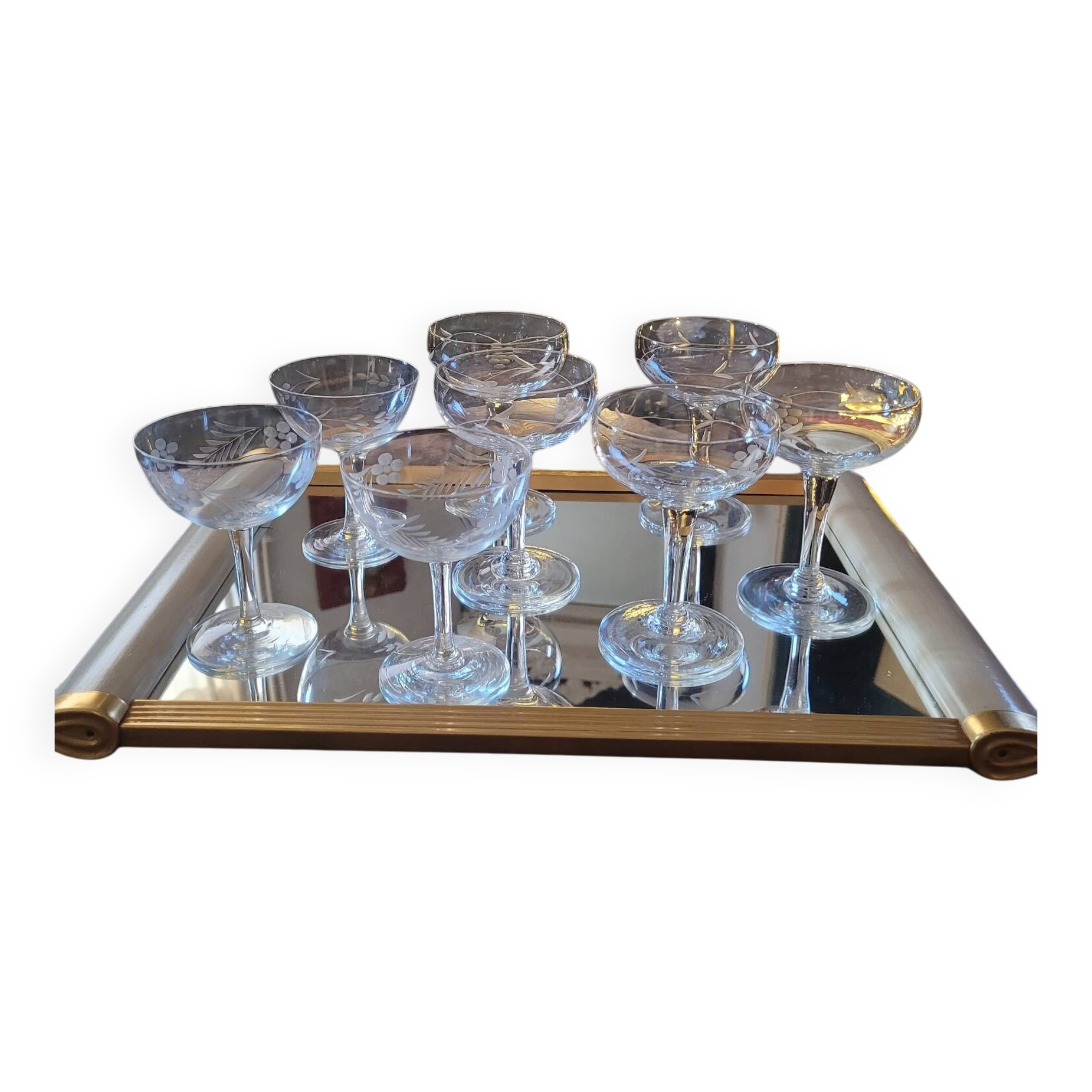Vintage Champagne Glasses in Cut Glass