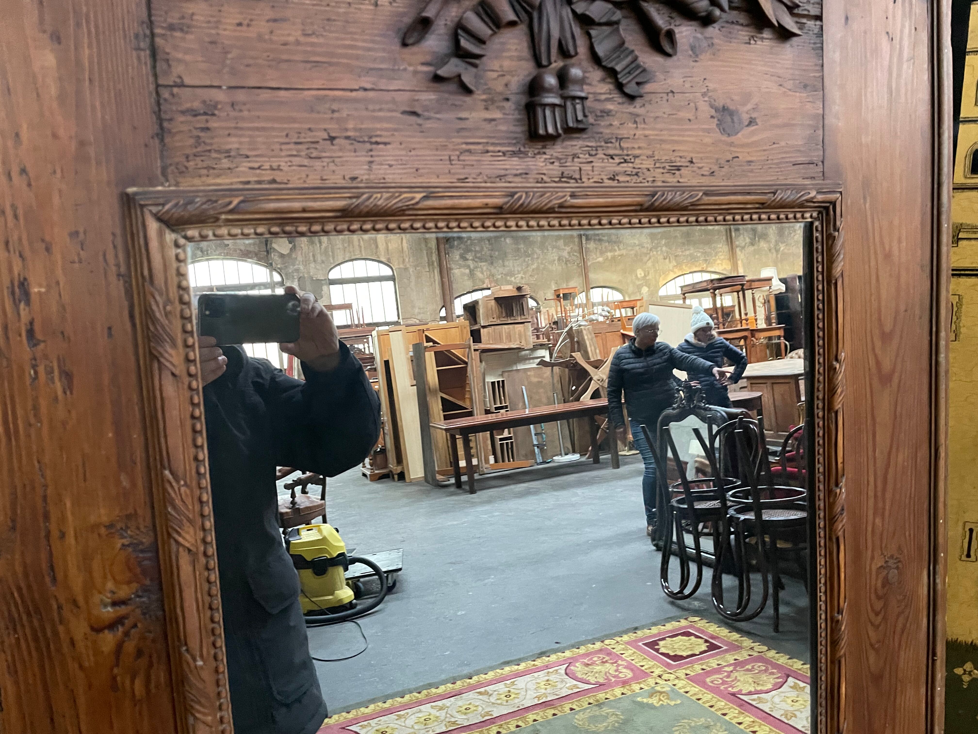 Trumeau mirror 19th in fir