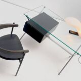 Franco Albini for Knoll - Chrome glass and black wood Desk