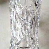 Crystal vase signed Sèvres France, star motifs, crosses, hardwoods