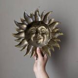 Vintage brass wall sun, handcrafted, alternative decor