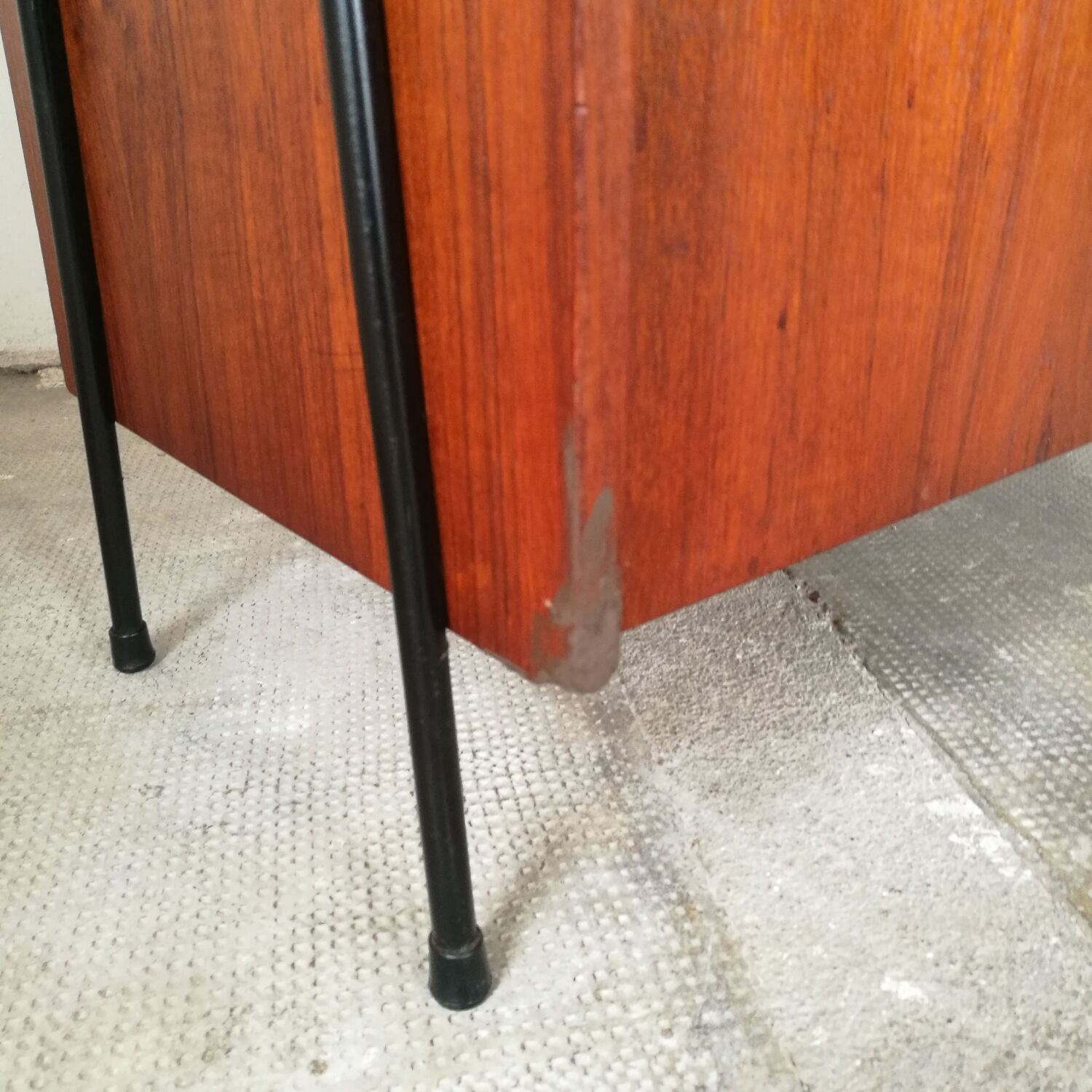 Scandinavian sideboard 2 teak doors, ladder base