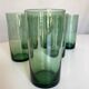Set 6 glasses green cups blown 1960