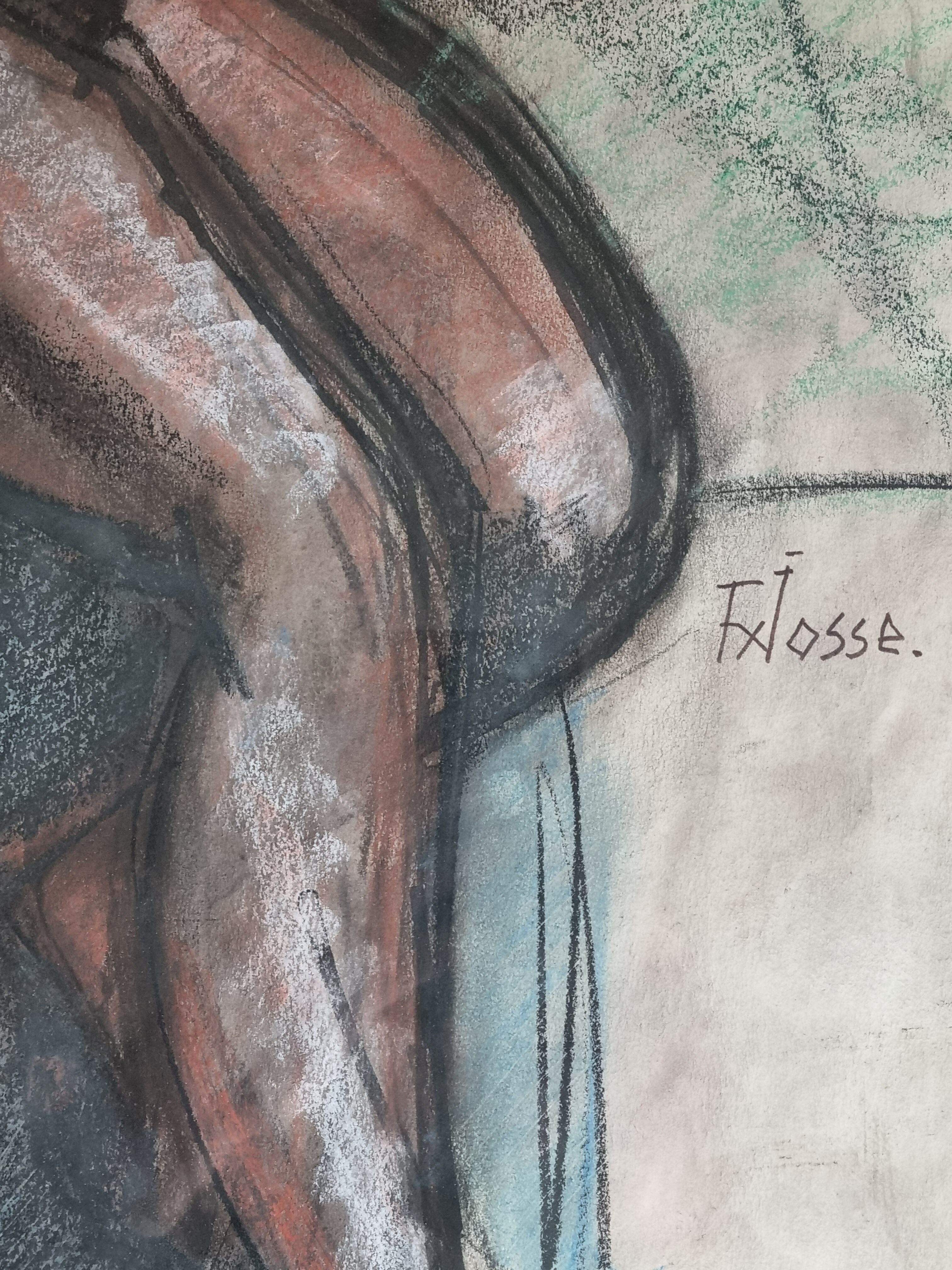 Nude study "Mademoiselle de B", signed by François Xavier Josse, 50s, 80 x 63 cm