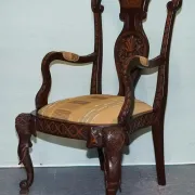 Heavily Carved Anglo-Indian Wooden Armchair