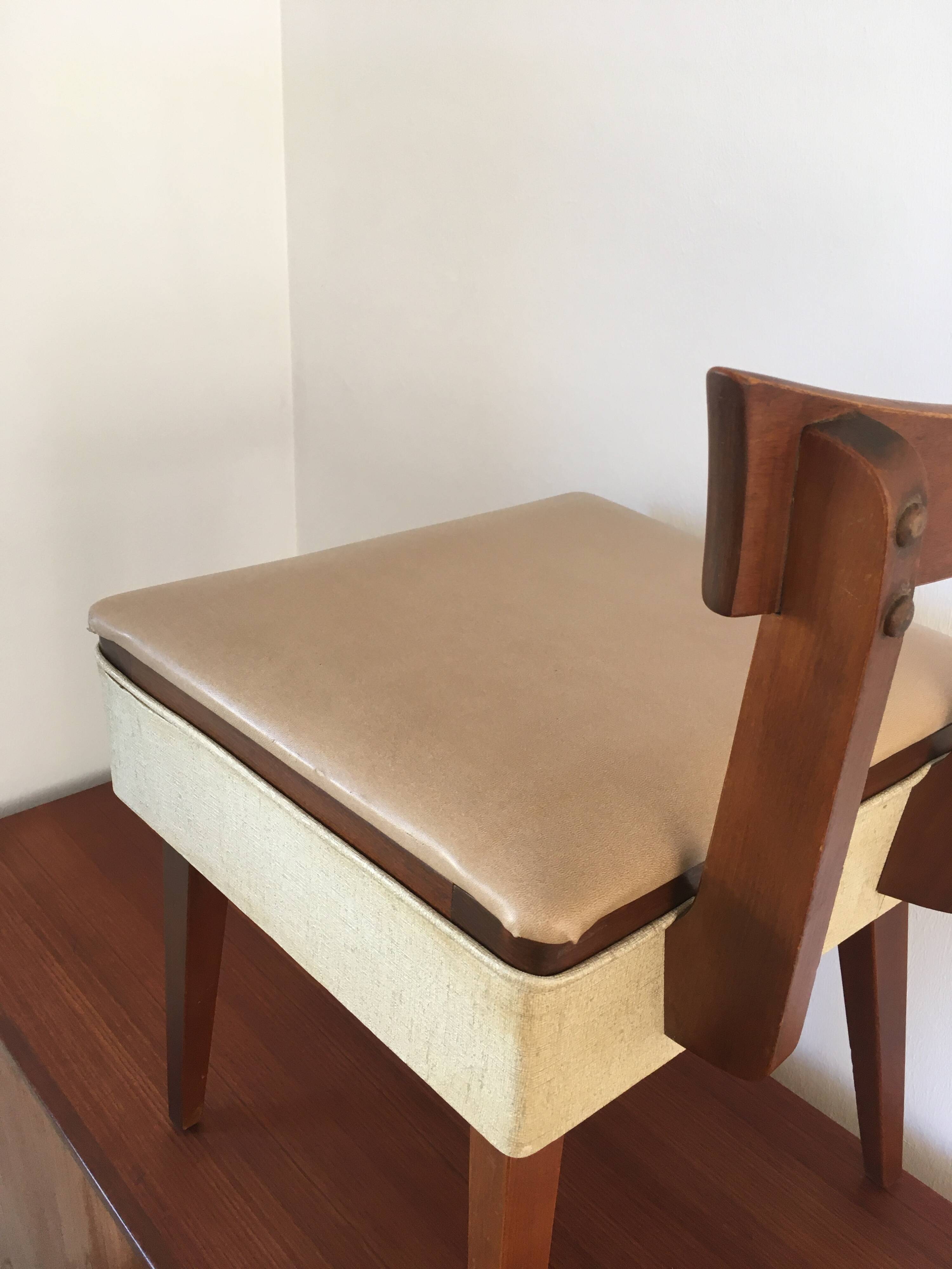 Chaise coffre travailleuse vintage années 50