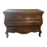 Curved commode with three drawers in light wood, Louis XV style.
