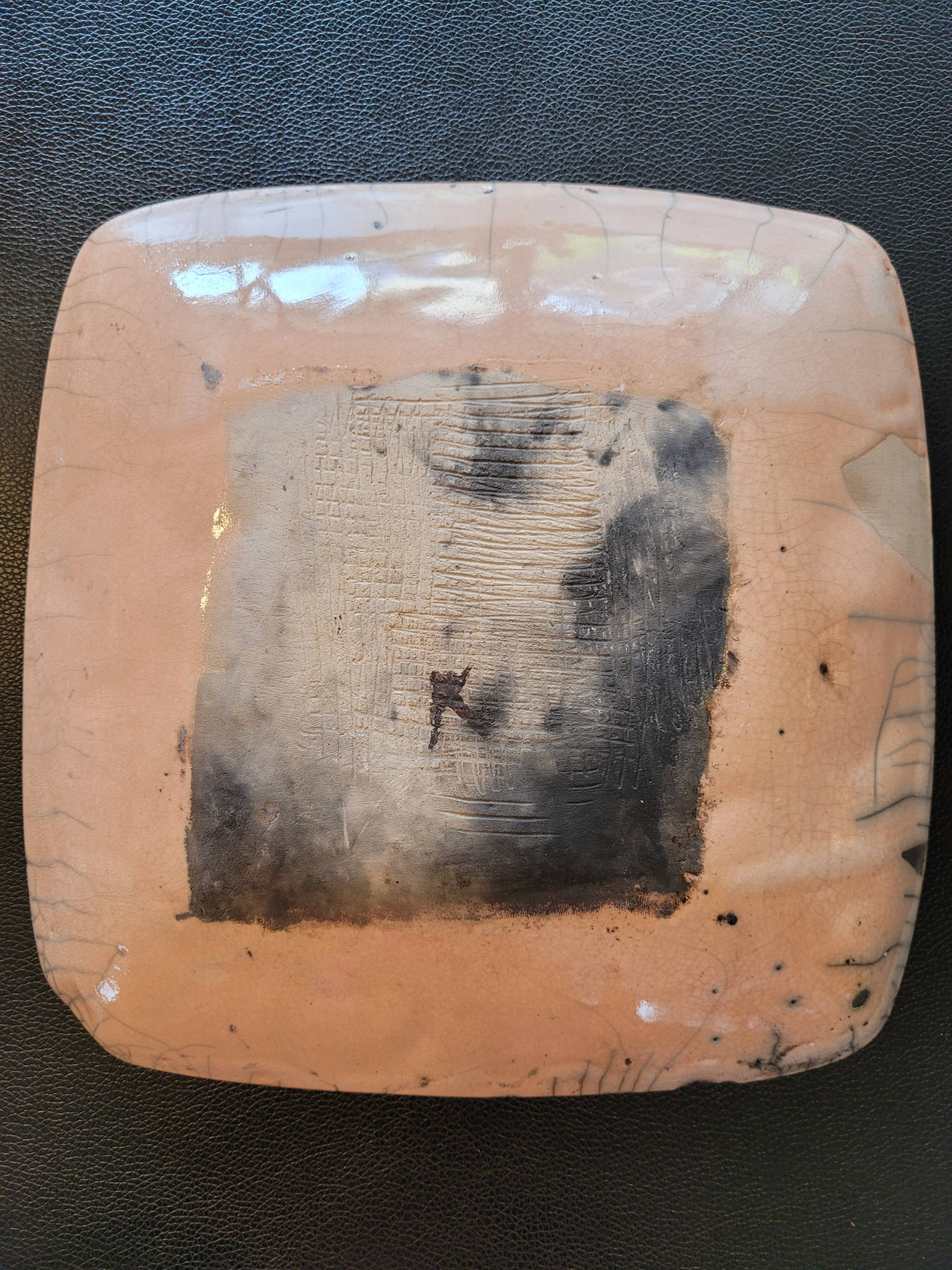 Japanese square dish in Raku