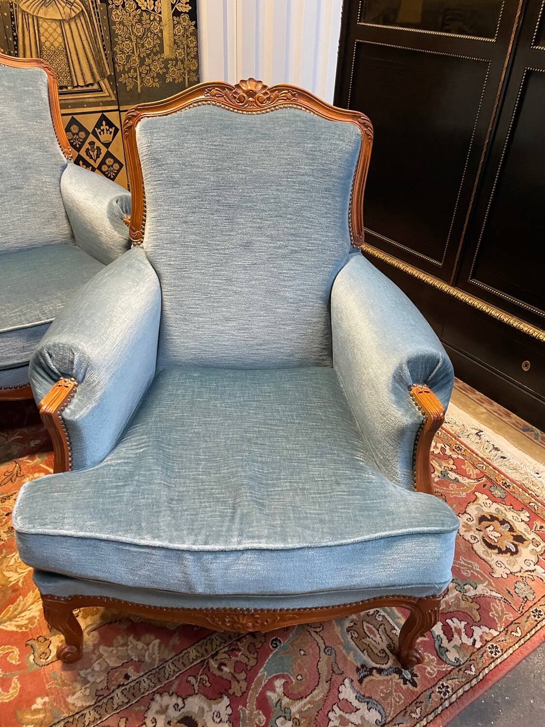 Louis XV style living room Sofa and pair of Armchairs