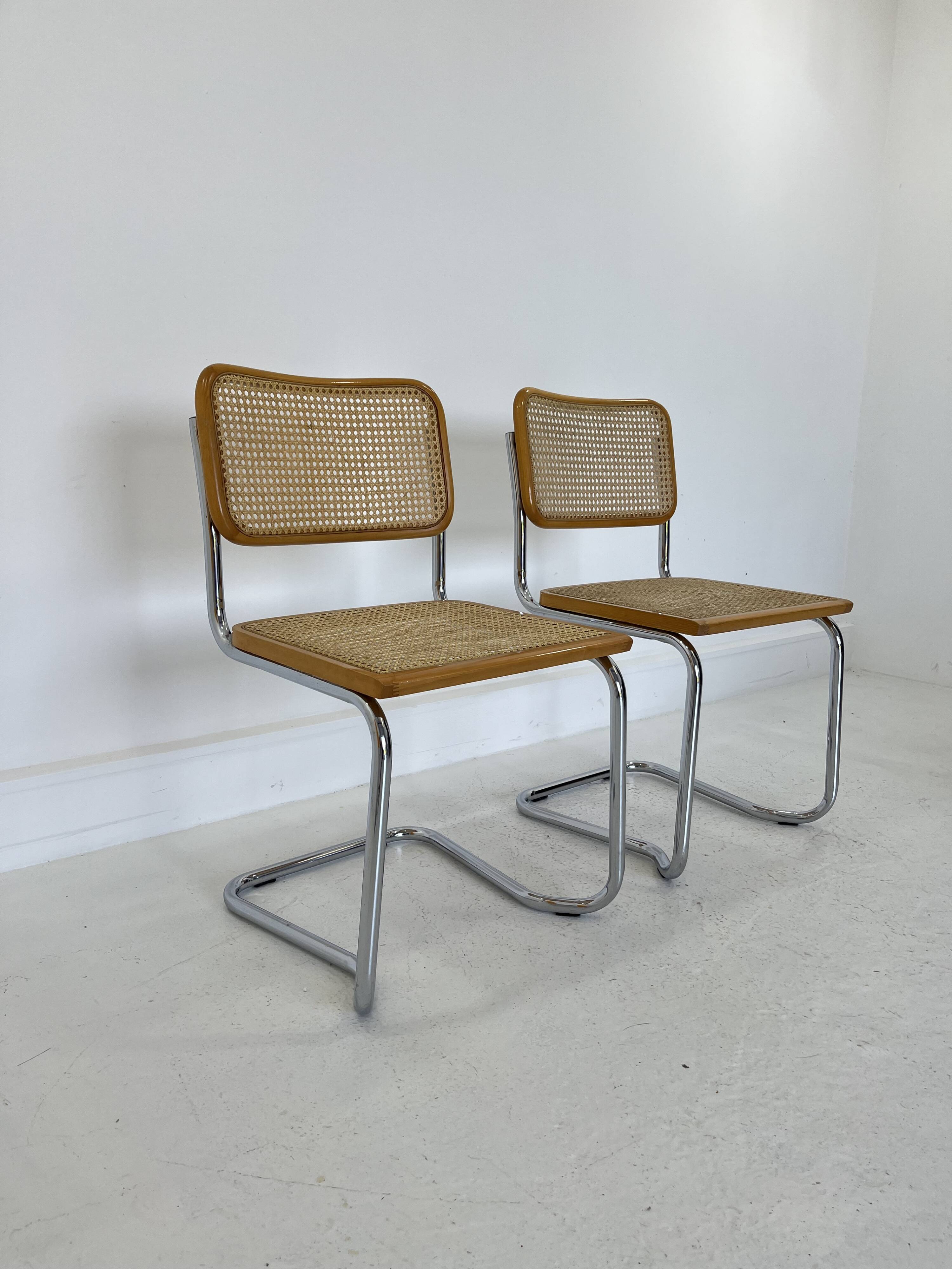 Pair chairs design Marcel Breuer, Italy, 1980
