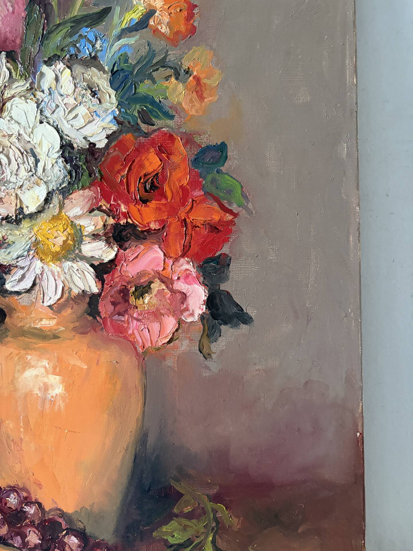 "Roses and fruits" knife oil signed Hinsberger 1992