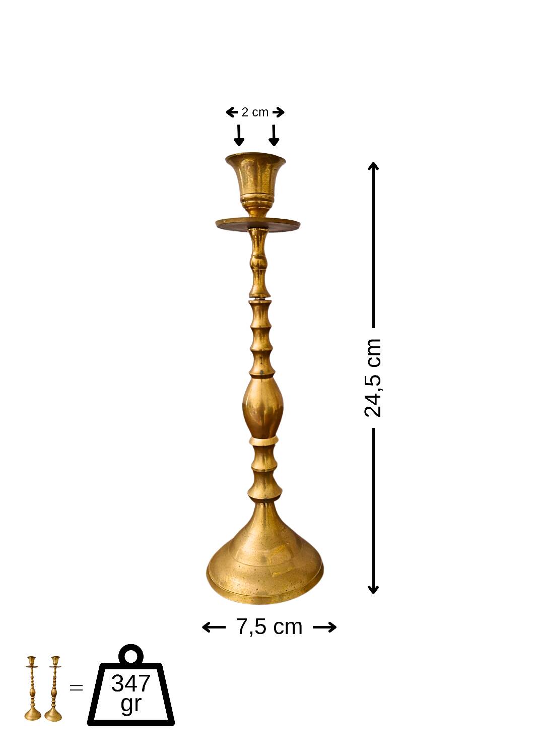 Bougeoirs en laiton français du milieu du siècle – Lot de 2