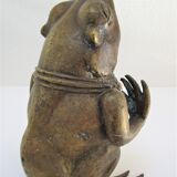 Vintage patinated brass sculptural frog 50-60s