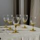 Set of 6 vintage yellow stemmed glasses: consisting of 4 large and 2 small.