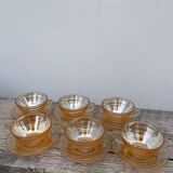 6 tasses à café en verre ambré 1970 italiennes