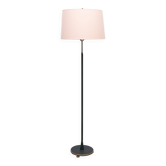 Lampadaire en cuir vert classique avec abat-jour des années 1950, France