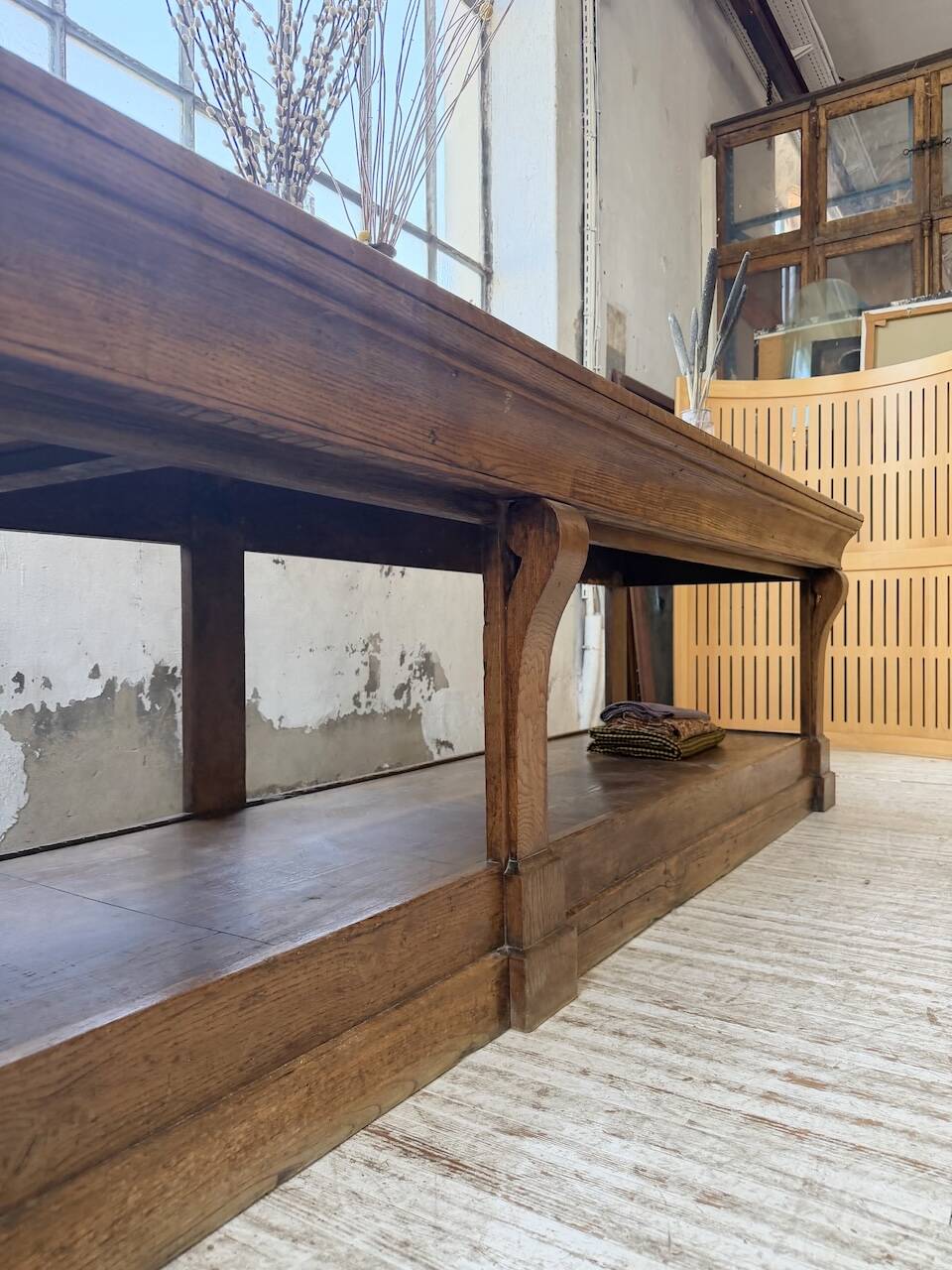 Table de gantier drapière 1900 chêne massif 330cm XL