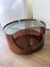 Italian Space Age coffee table in curved wood and smoked glass – 1970s