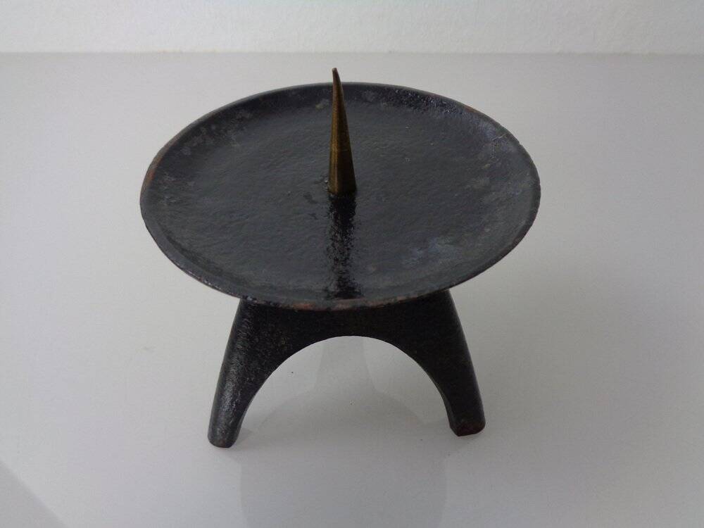German Brutalist Iron Candleholder, 1960s
