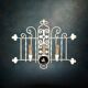 Vintage triple wall sconce in white wrought iron with fleur-de-lis, electrified – 1950s 60s.