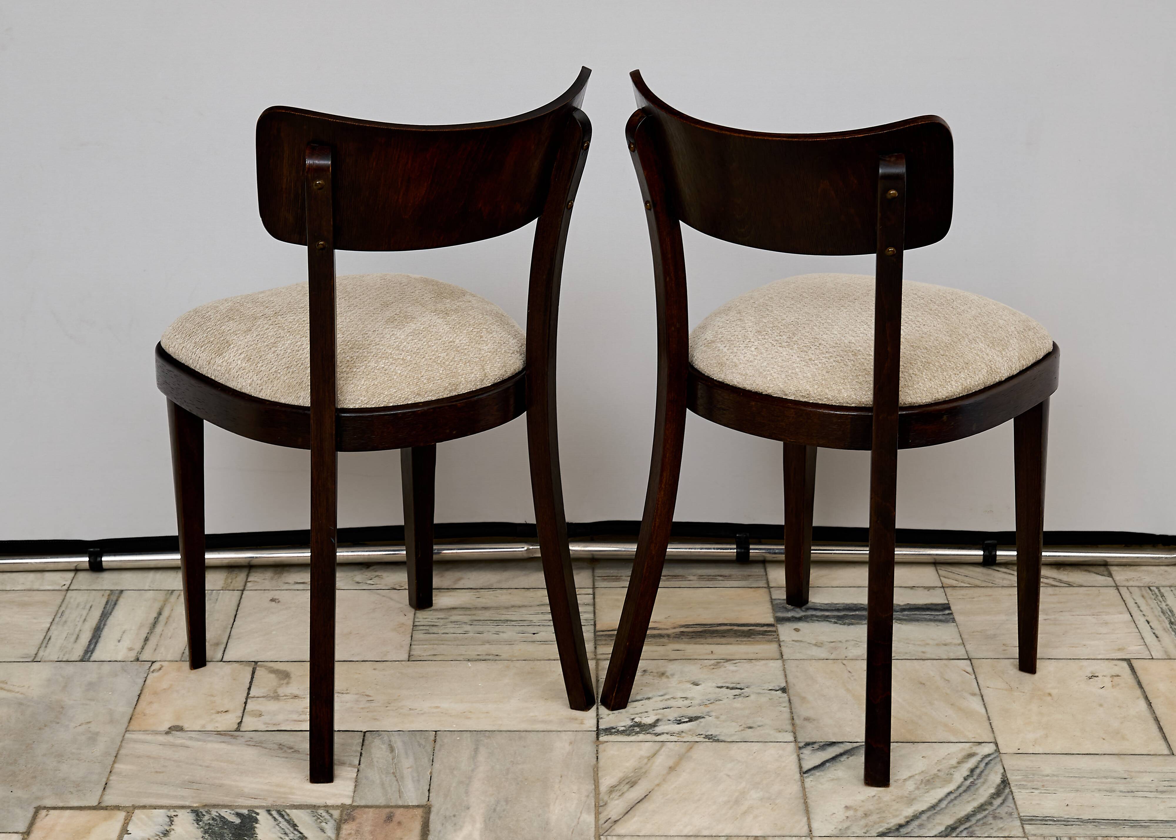 Ensemble de quatre chaises TON Tchécoslovaquie années 1960