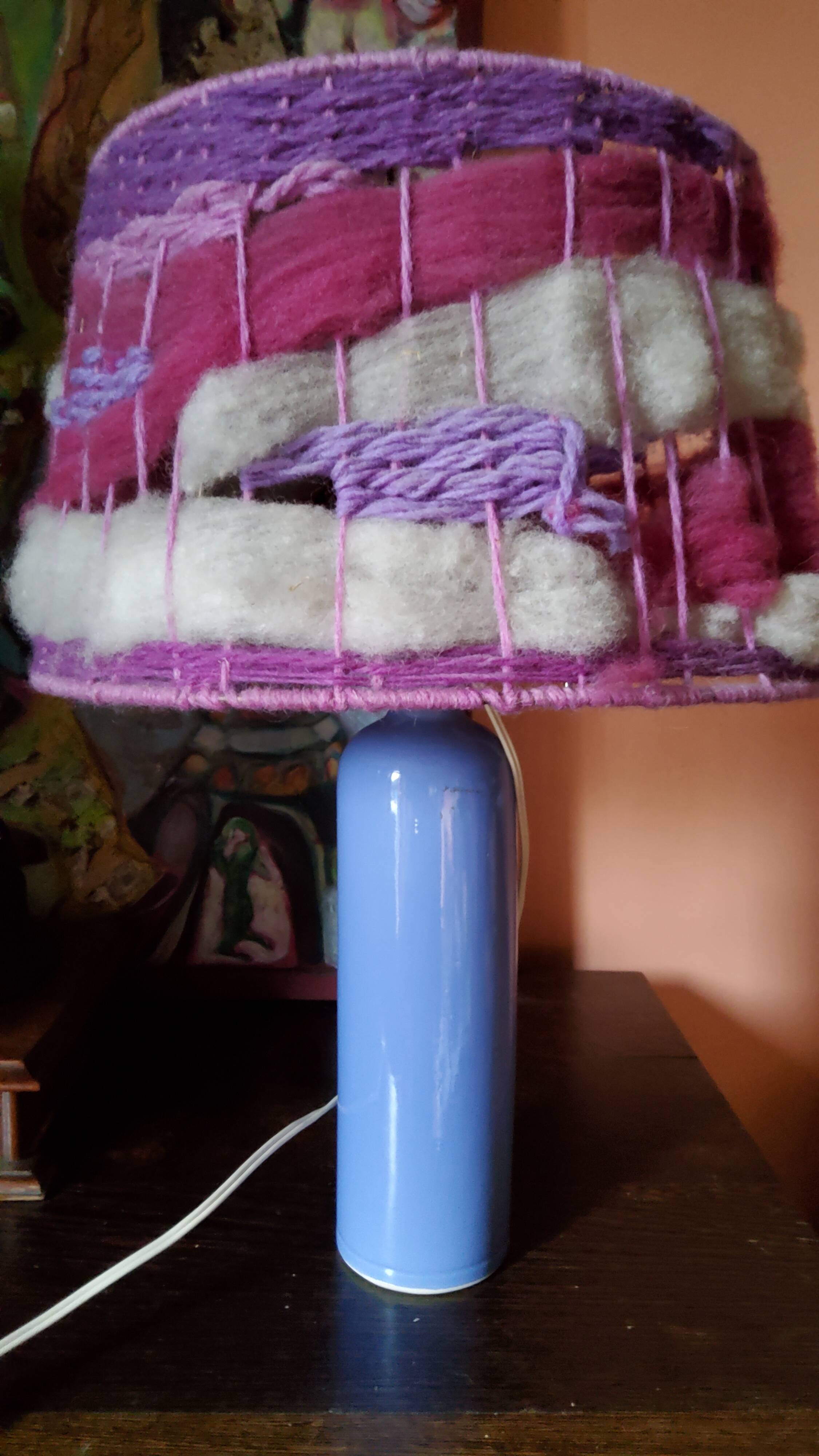 Digoin sandstone lamp from the 70s wool lampshade