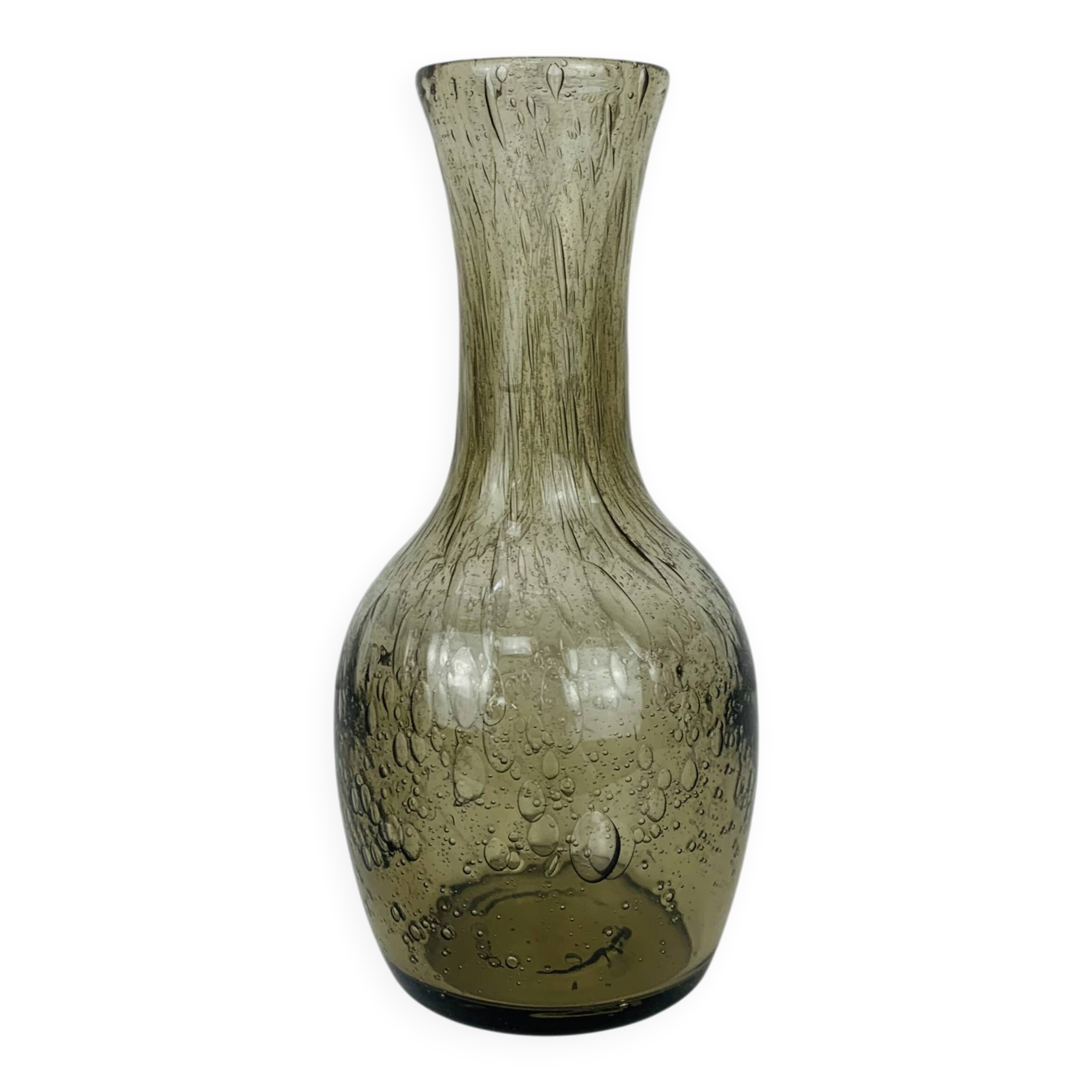 Vintage smoked bubble glass vase