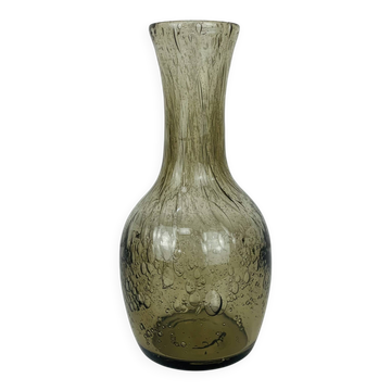Vintage smoked bubble glass vase