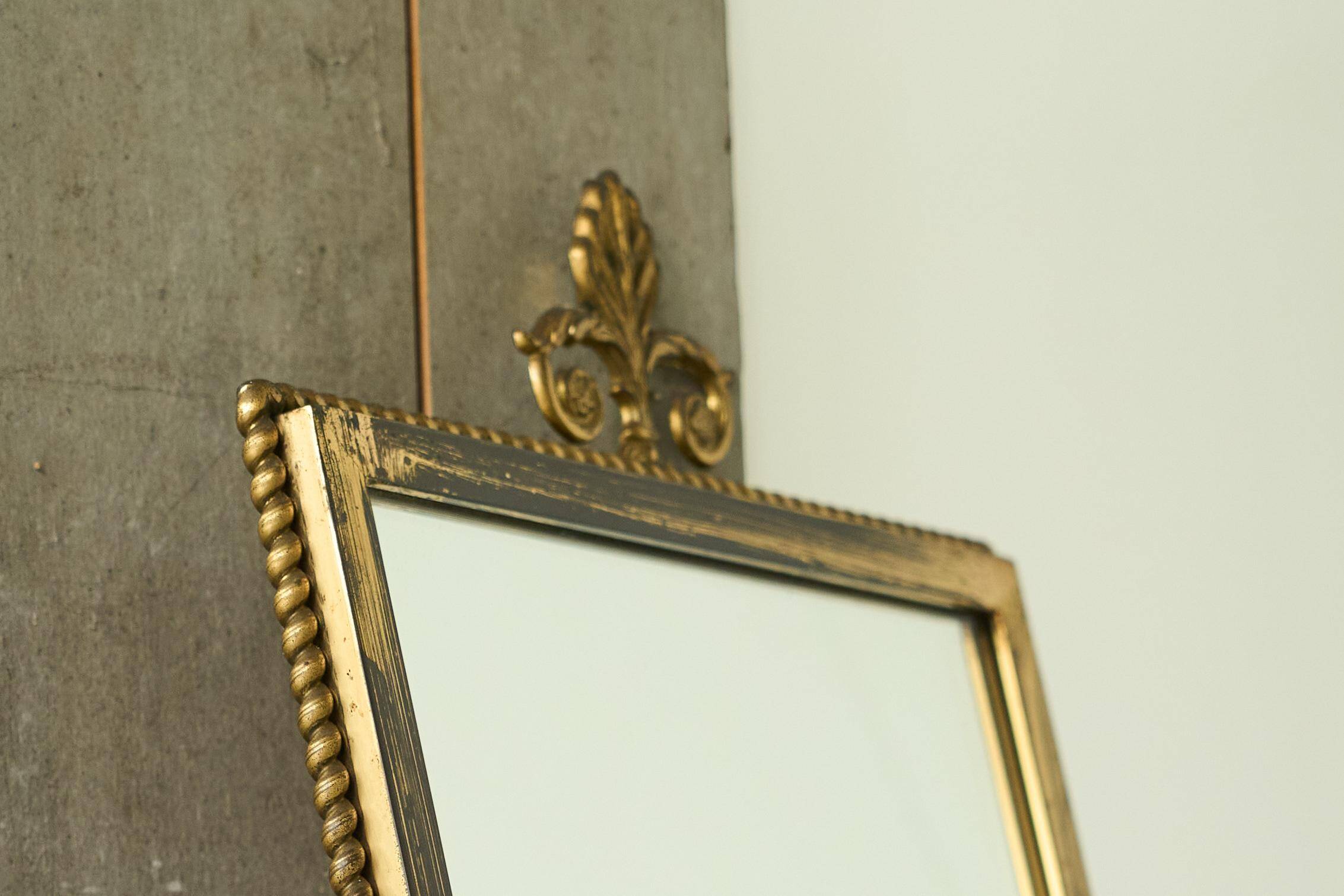Louis XVI neoclassical mirror in patinated brass, 1960s