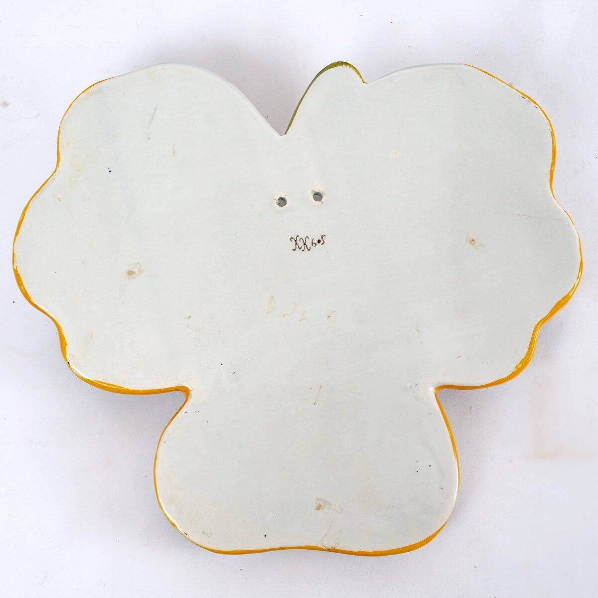 Desvres earthenware wall vase - Three Leaf Clover - period: 20th Century