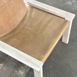 Fauteuil en cuir sellier couleur cognac