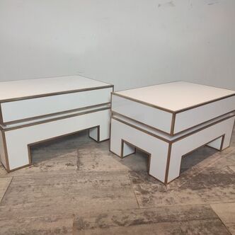 Set de 2 tables de chevet par Alain Delon pour Maison Jansen, 1975