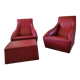 Doda Molteni leather armchairs and pouf