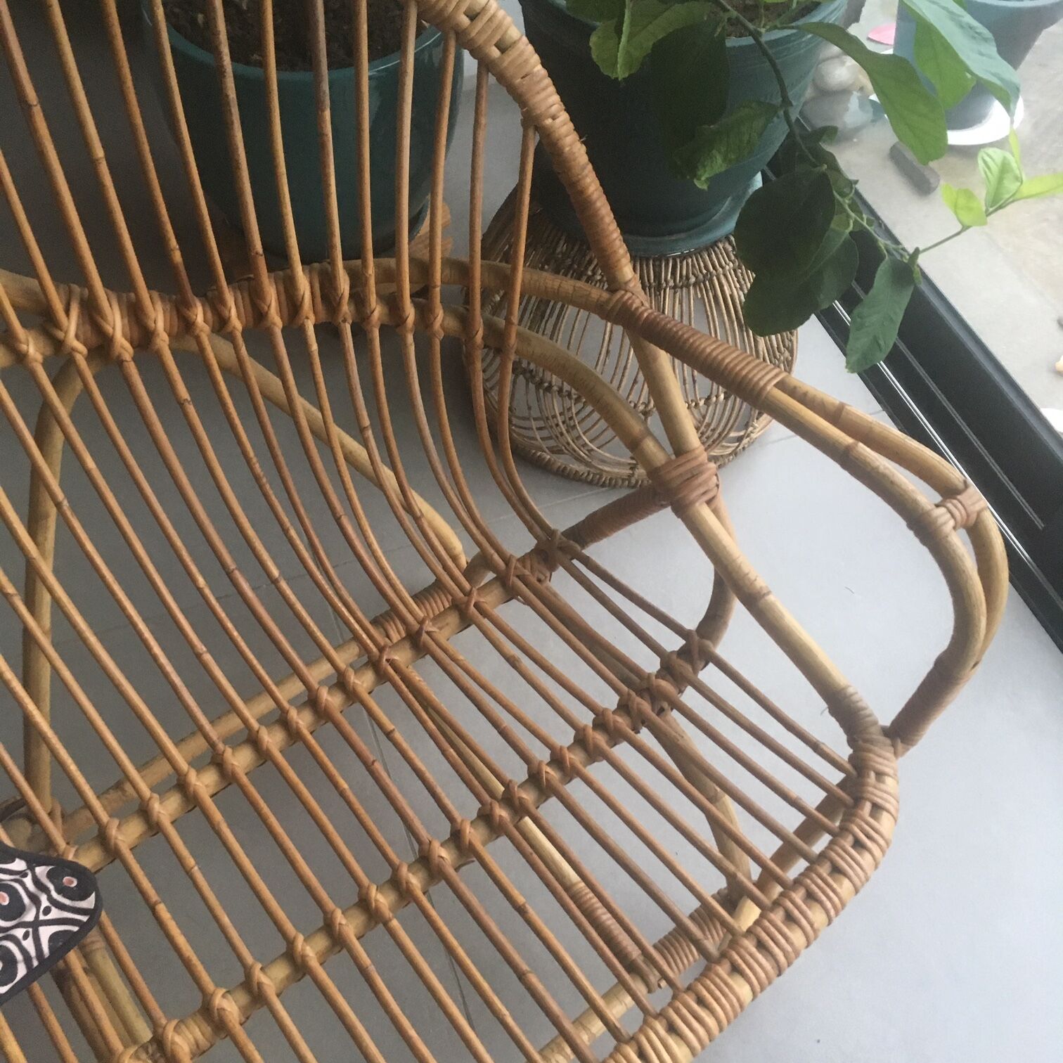 Banquette rotin vintage
