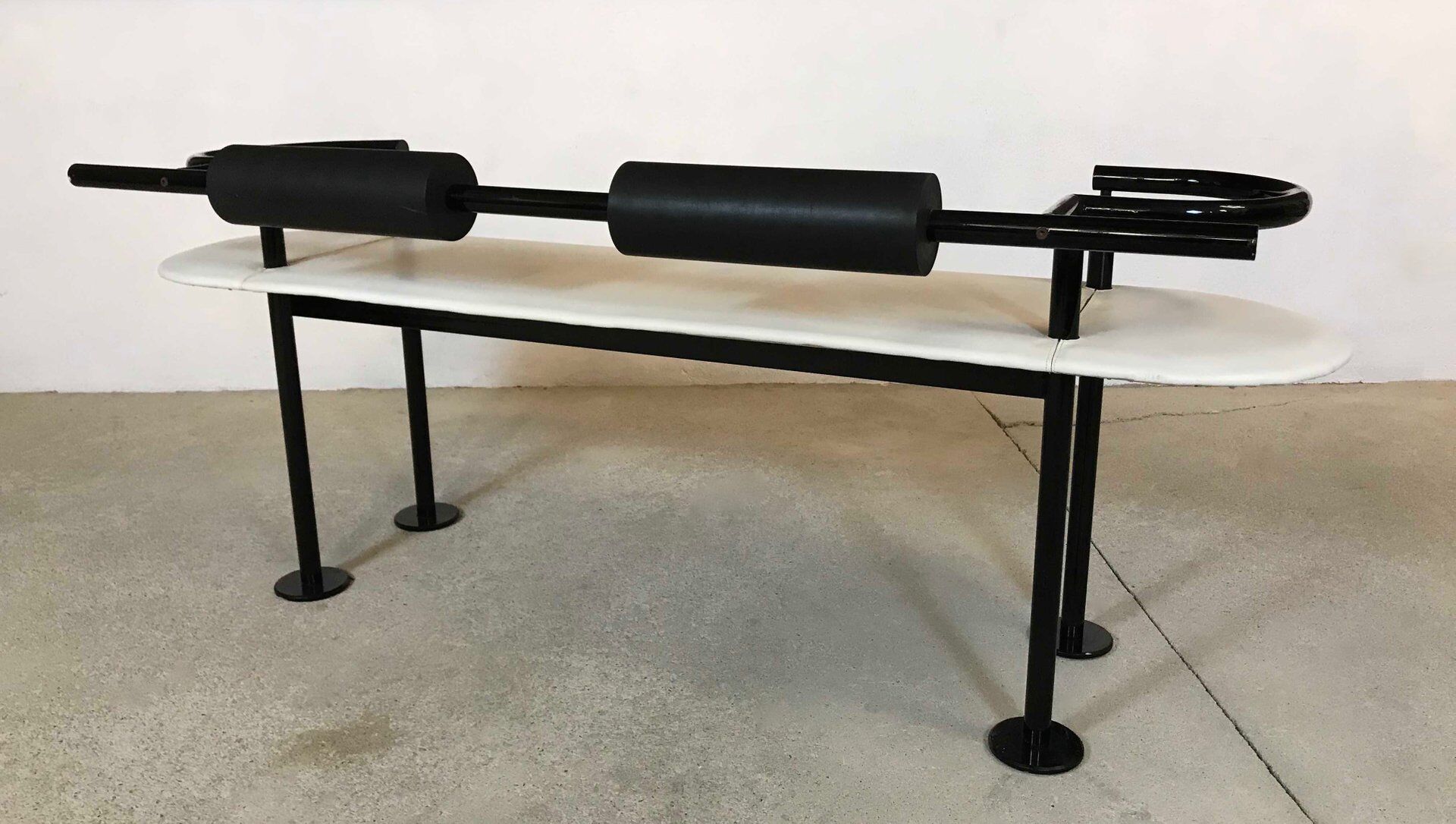 Postmodern Italian leather bench by Cy Mann for Polflex, 1980s