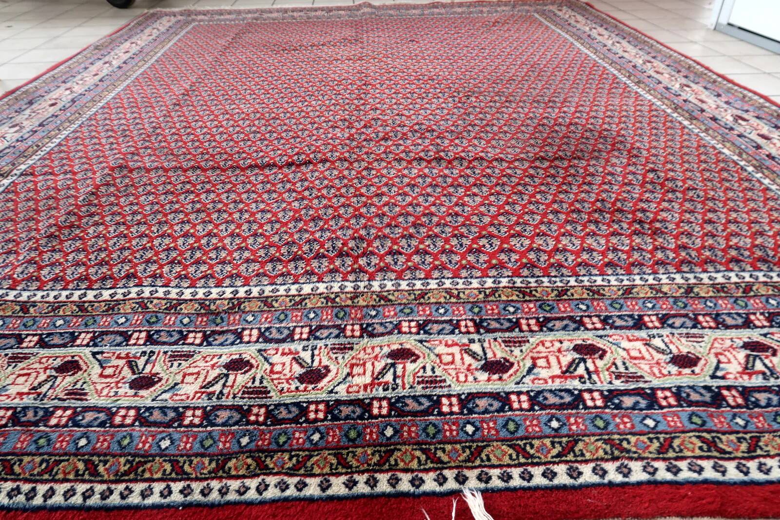 Handmade vintage Indian Seraband rug 204cm x 252cm 1970s