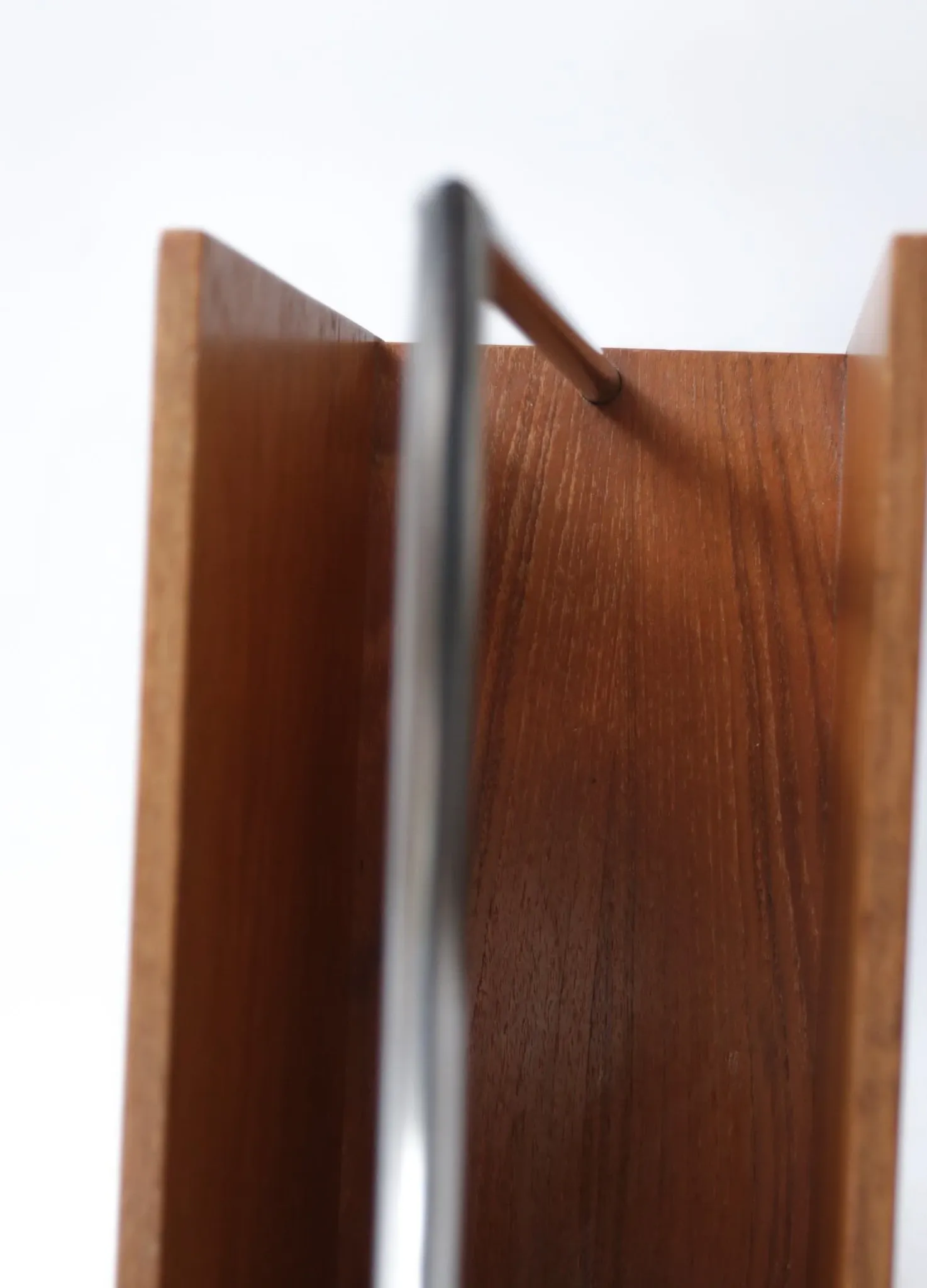 Mid-century modern magazine rack, teak and chrome, 1960s