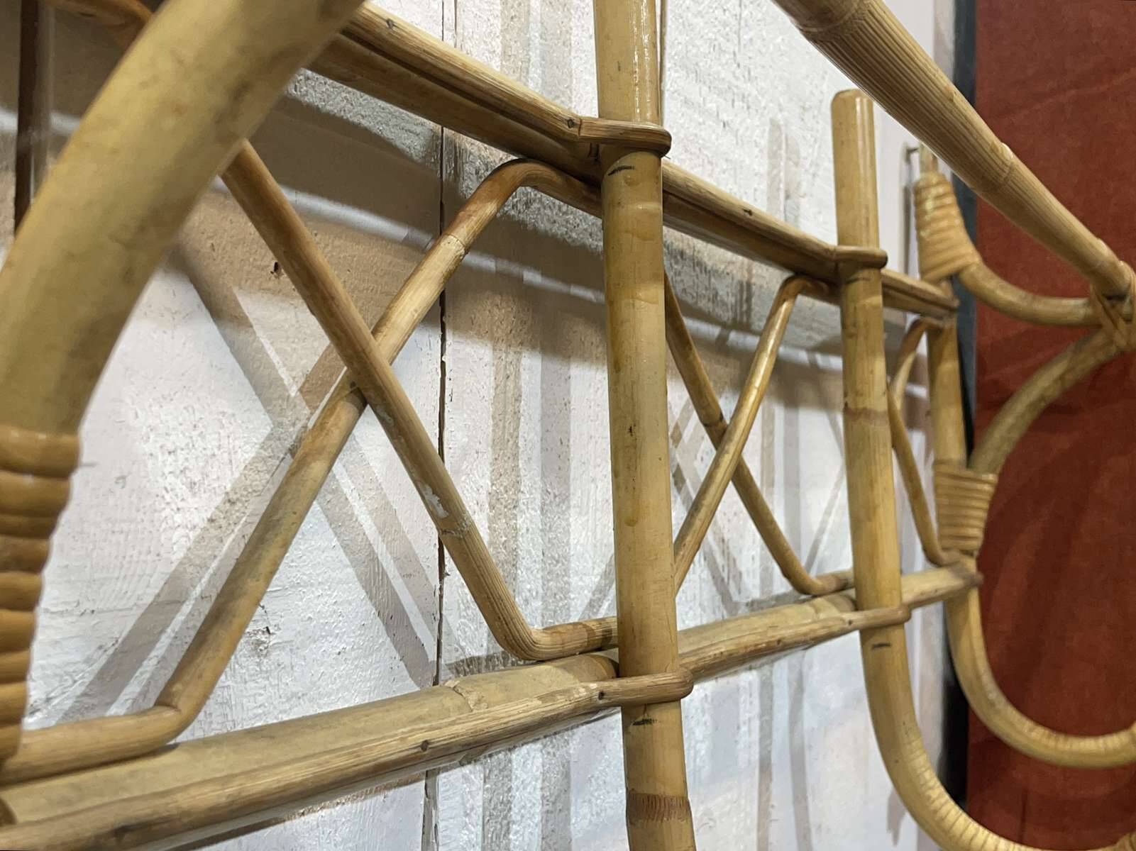 1960s rattan wall coat rack