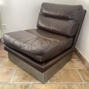 Duo of armchairs in leather 1960 rock and bobois