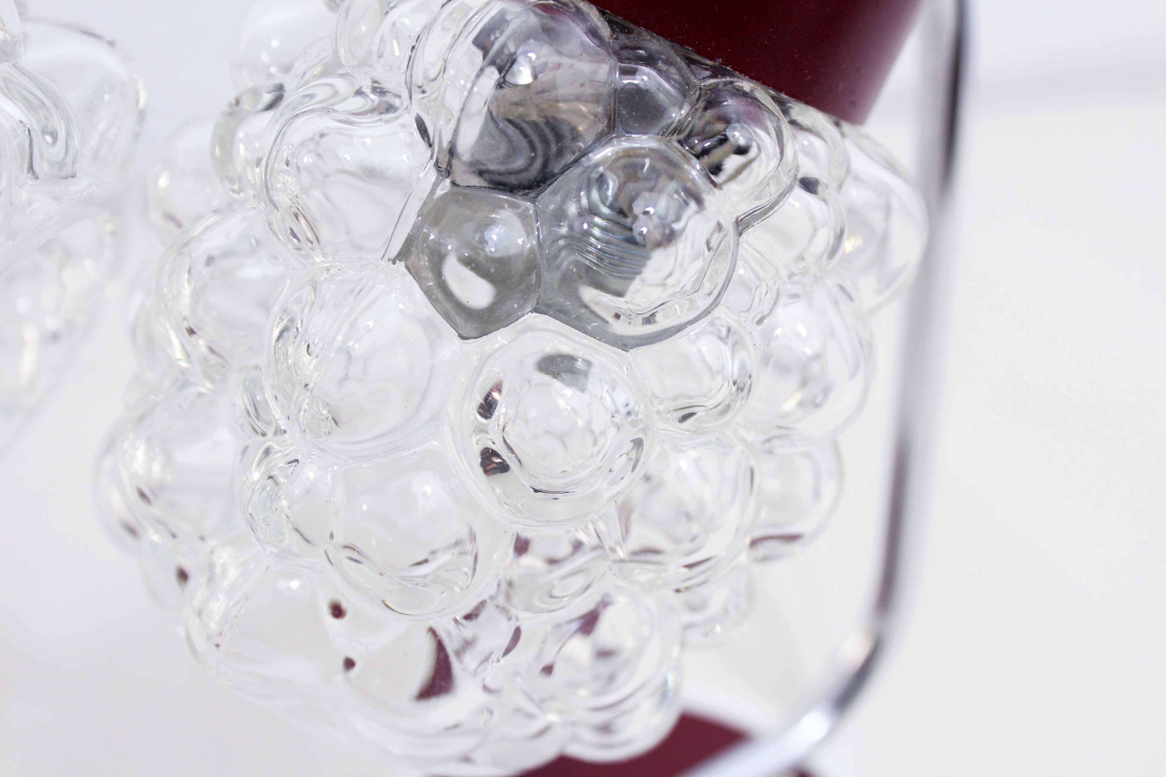 Pair of grape glass and metal bedside lamps