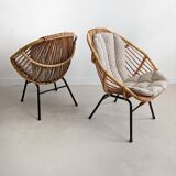 Set of 2 Rattan Bucket Loungechairs 1960s